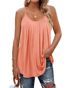 Women's Tank Top Camisole Vacation Hawaiian Casual Plain Regular Tops Sleeveless Round Neck Regular Fit Casual Beach White Summer Spring-Pink